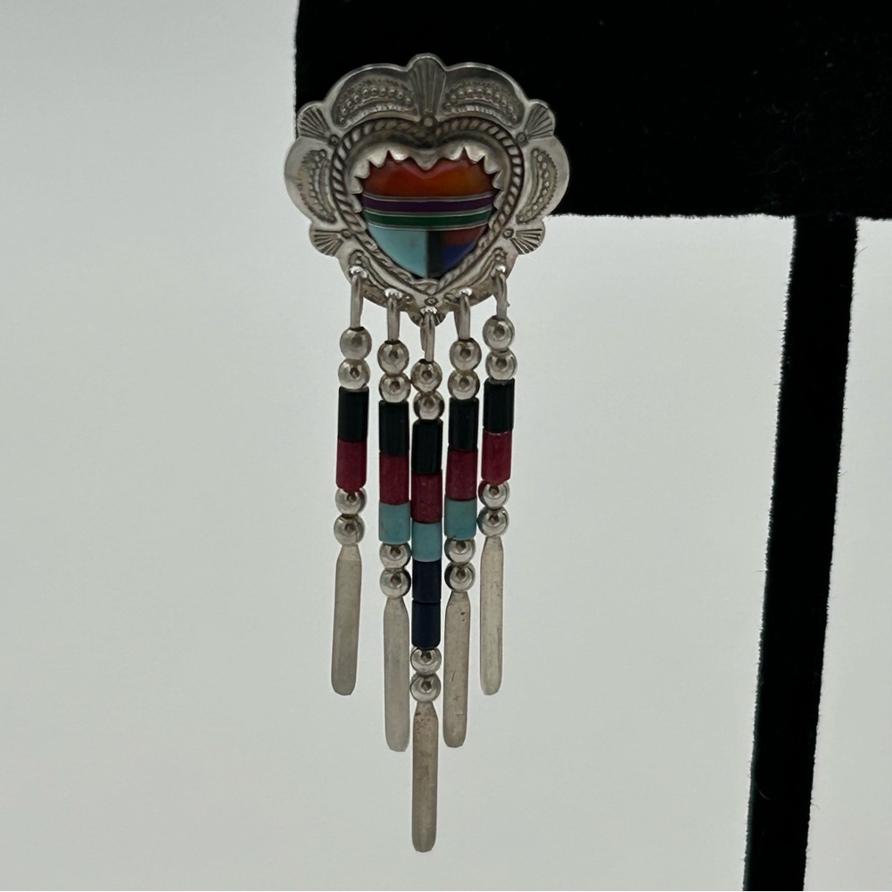 Sterling Silver Native American Turquoise Earrings - Picture 3 of 6